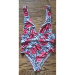 ASOS Sexy High-Cut Plunge One-piece Swimsuit Bathingsuit Women's Size XL